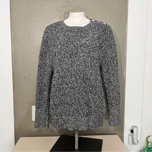 Lauren Ralph Lauren Black White Marled Sweater Women’s M Shoulder Buttons